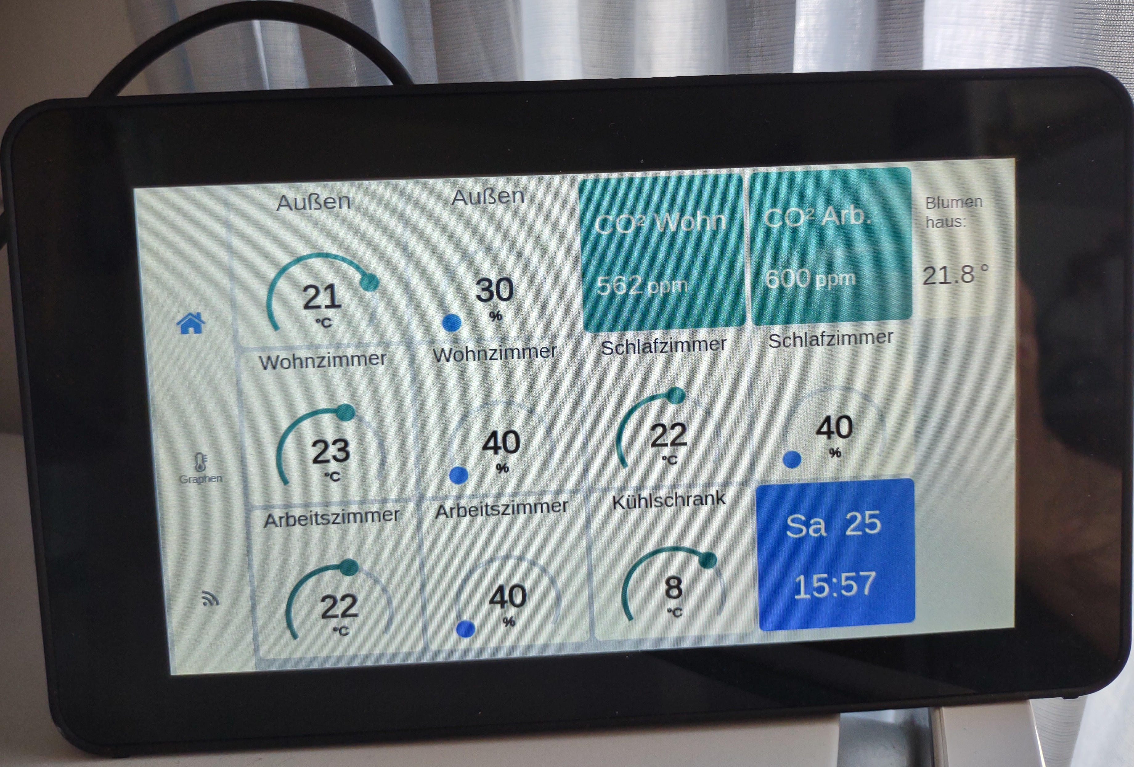  Raspberry Touchscreen with weather sensor data on the screen